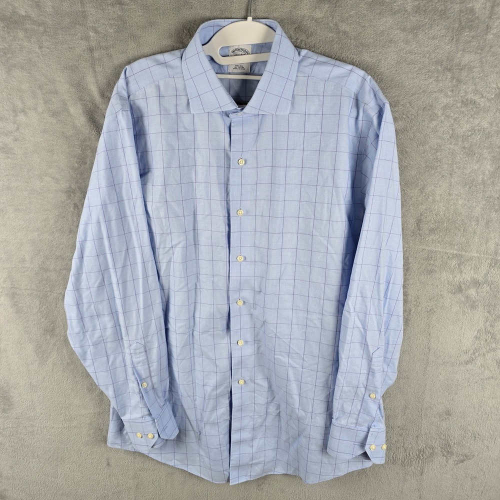 Brooks Brothers 1818 Regent Dress Shirt Mens‎ 16.5 4/5 Blue Purple Windowpane